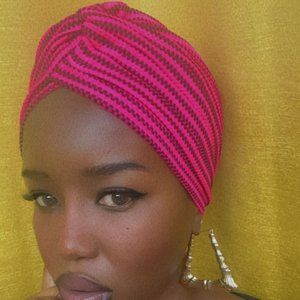 Handmade Hot Pink & Zig-zag striped Hair Turban - Protective Styling & Costume